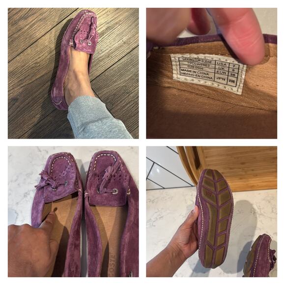 Lacoste Suede purple Driving Shoes boat shoes loafers flats size 7 preppy - Picture 7 of 7